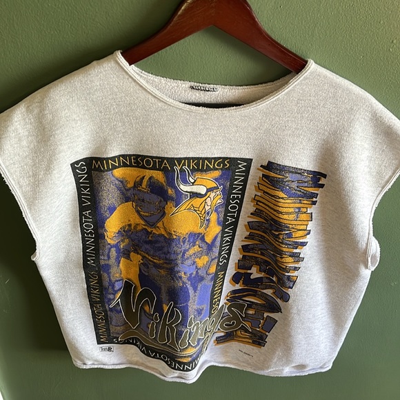 Minnesota Vikings 1994 Team NFL Magic Johnson Athletic Sweater Cut-Off NFLP - XL - Picture 8 of 9